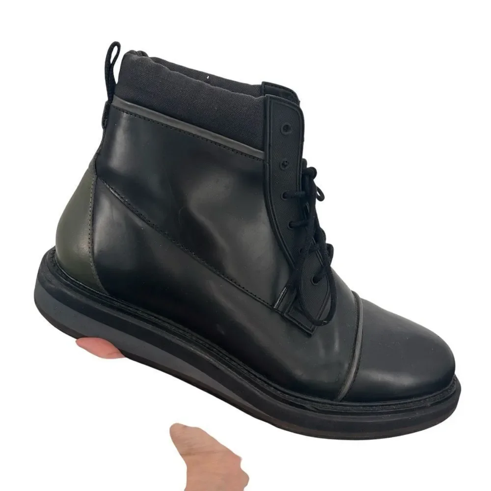 Vintage Foundry Men's Black with Olive Leather Boots size 10